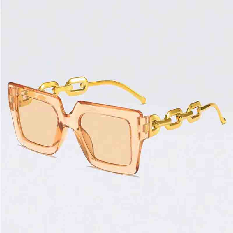 Women Fashion Sunglasses Oversized Frame Women Glasses Brand Designer Square Glasses Uv400 Golden Leg Eyewear Acessories