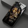 Dark Lion Head Pattern Tempered Glass Phone Case For iPhone 17 Pro Max 16 15 14 13 12 11 Pro 17Air 16E 7 8 Plus XR XS X Cover