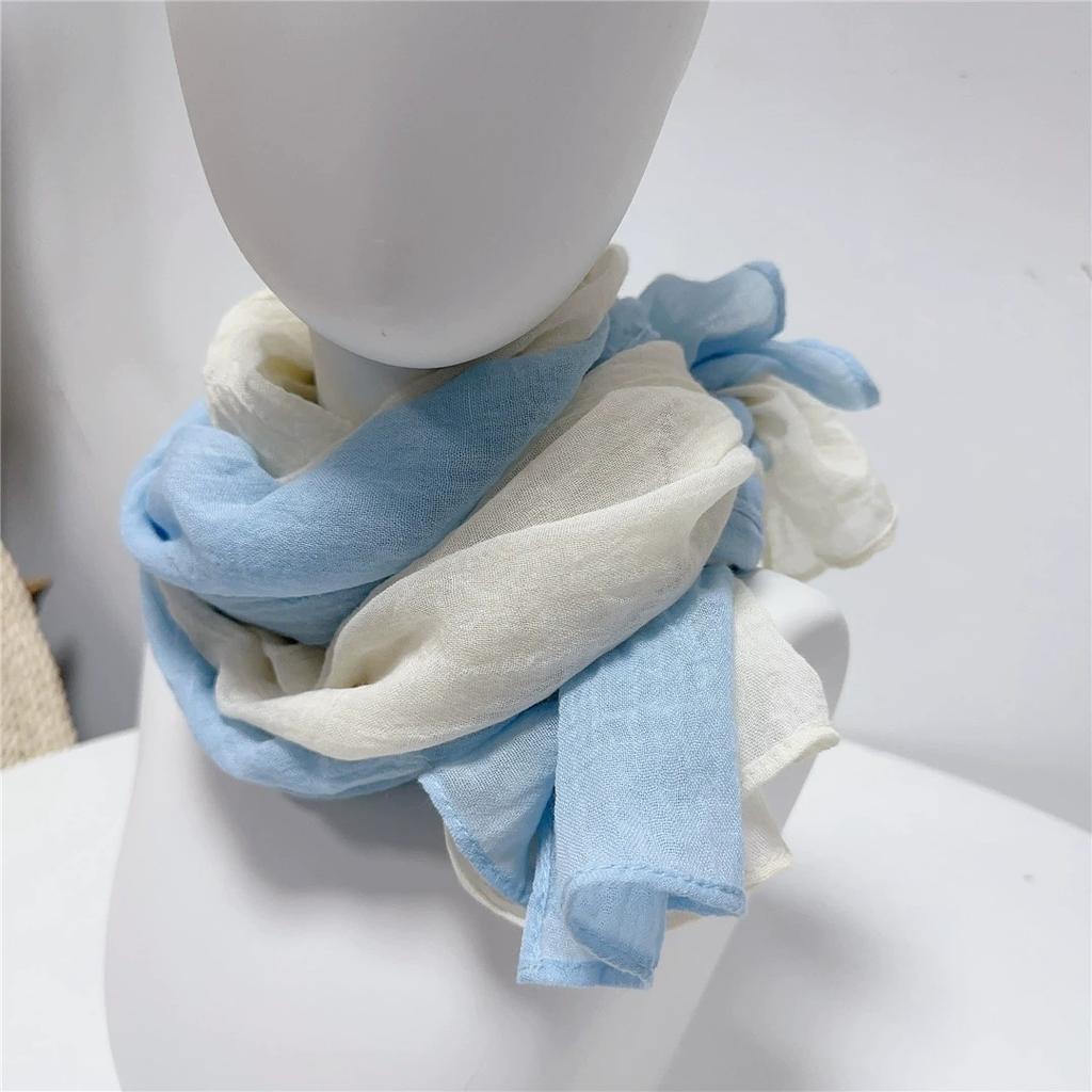 Korea Design New Spliced Scarf Long Two-Tone Cotton Warm Contrast Color Shawl Women's Scarves 75*190cm