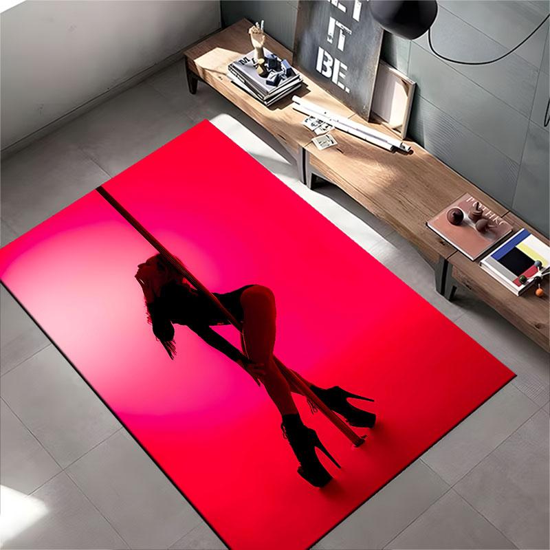 Pole Dance Silhouette Carpet suitable as a non-slip mat for the living room or bedroom sofa
