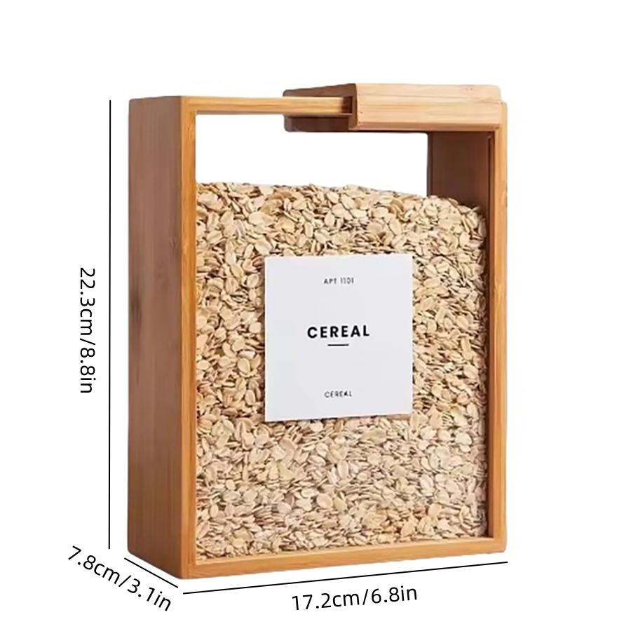 Food Dispenser Bamboo Food Storage Container Clear Food Storage Container Book-Style Canister for Kitchen for Cereal Rice Snack