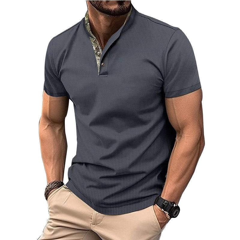 Summer Men's Short Sleeve Tops Waffle Lapel Camouflage Polo Shirt Plus Size Polo Shirt Men's Casual T-Shirt Tops