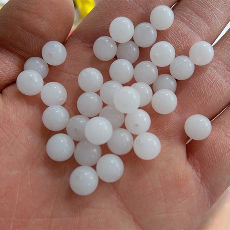 Ten Thousand Xinjiang White Jade Half-Drilled Beads for DIY Jewelry Accessories 8mm