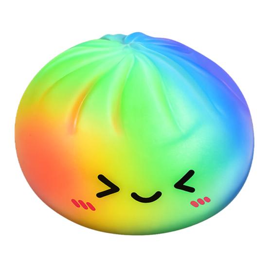 

Colorful Steamed Bun Squeeze Toy Cute Slow Rising Fidget for Stress Relief Soft Non-Sticky Decompression Gadget for Kids Adults A