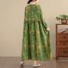 DIMANAF Women Plus Size Spring Summer New 2026 Vintage Long Dress Loose Oversize Long Sleeve Maxi Floral Print