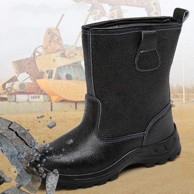 Moda uomo puntali in acciaio stivali di sicurezza da lavoro slip-on pelle morbida scarpe da saldatore sicurezza per lavoratori stivali alti protettivi