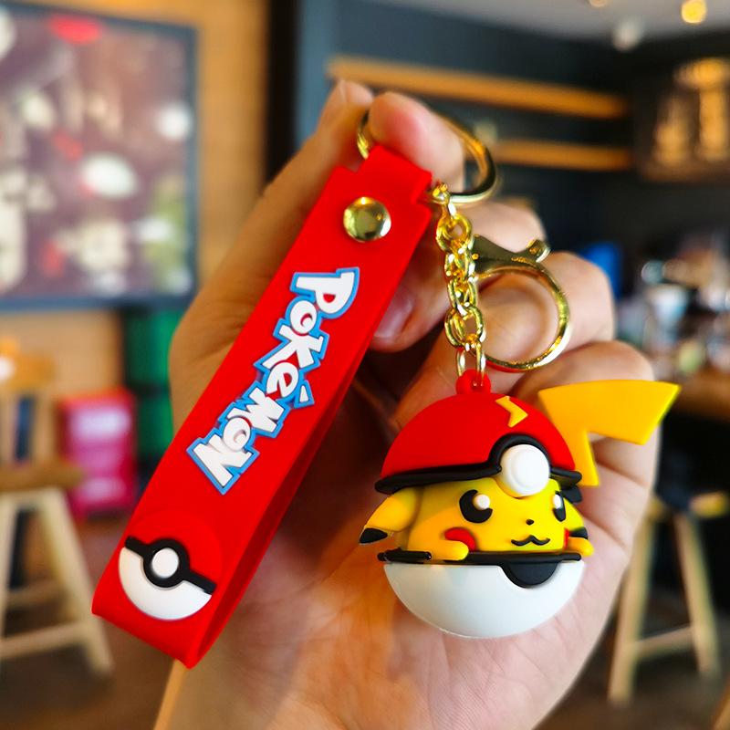 

2nd Generation Poké Ball Series Pikachu Keychain Angry and Mischievous Cartoon Cute Pikachu Doll Machine Car Keychain Gift