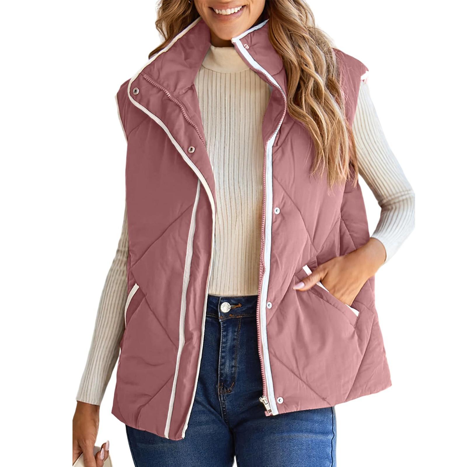 

Жилет Повседневный Безрукавный Стеганый Куртки Застежка-молния Верхняя одежда Жилеты Женская Осенняя Мода S белый