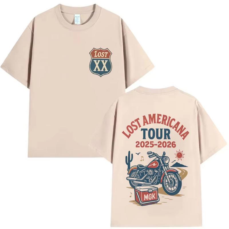 Rapper MGK Lost XX Americana Tour 20252026 Graphic T Shirts Unisex Women Vintage High Quality Oversized Cotton Tshirt Streetwear