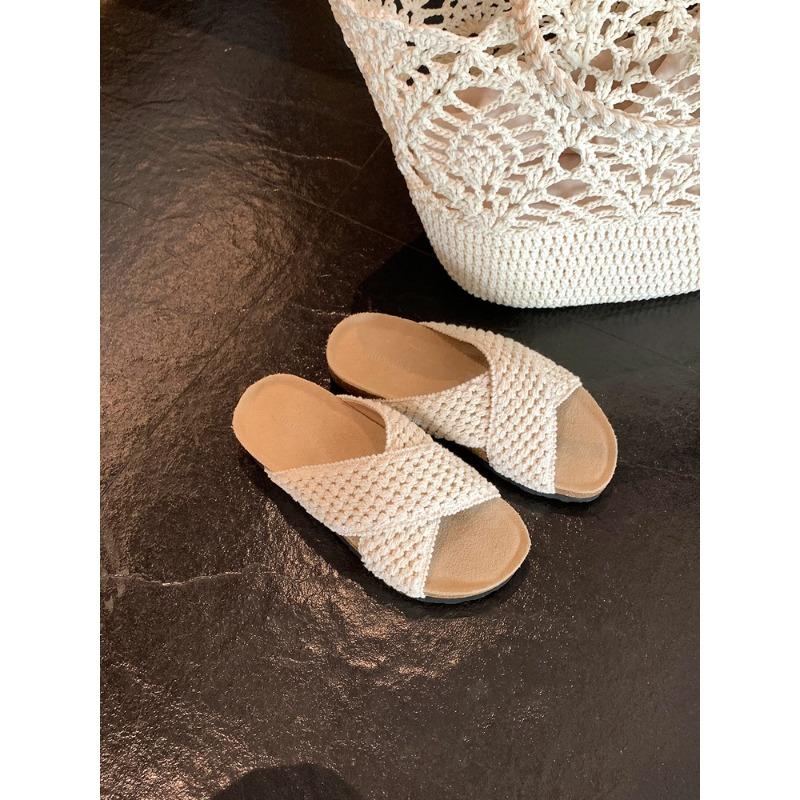

~ New Lazy Hollow Weaving Cross Broadband Versatile Sandals Women s Summer 35 белый
