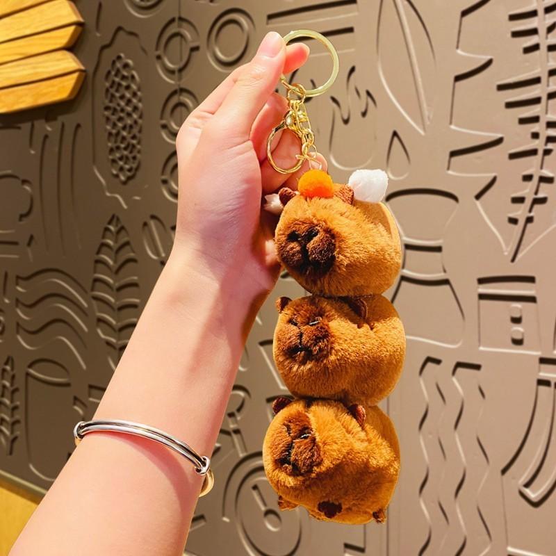 Adorable Capybara Plush Keychain Cute Car Accessory Creative Cartoon Style Gift