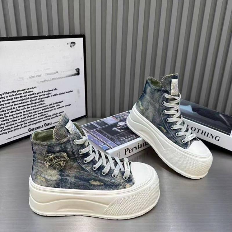 Fashion Platform High Top Shoes Women's 2025 New Small Heightened Casual Canvas Shoes