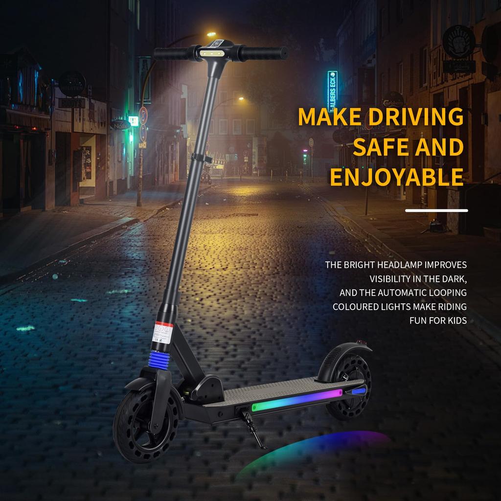 Electric Scooter with LED Display, 8 Inch Foldable E Scooter for Kids & Teens Aged 8-16, 250W Motor, Max Speed 25 Km/h, Adjustable Height