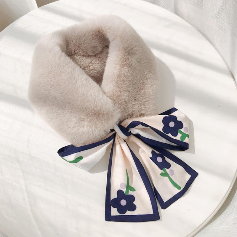 Women Fake Collar Tie Winter Faux Fur Woman False Collar Girls Detachable Fur Collar Ribbon Warm Scarfs for Ladies Neckerchiefs