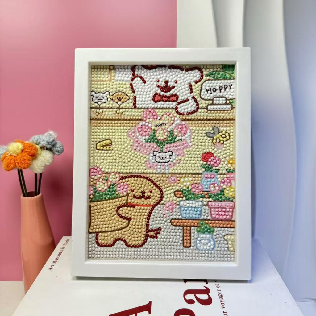 Children'S Diamond Painting Framed Handmade Diy Material Bag Sanrio Diamond Paste Painting Concentration Toy