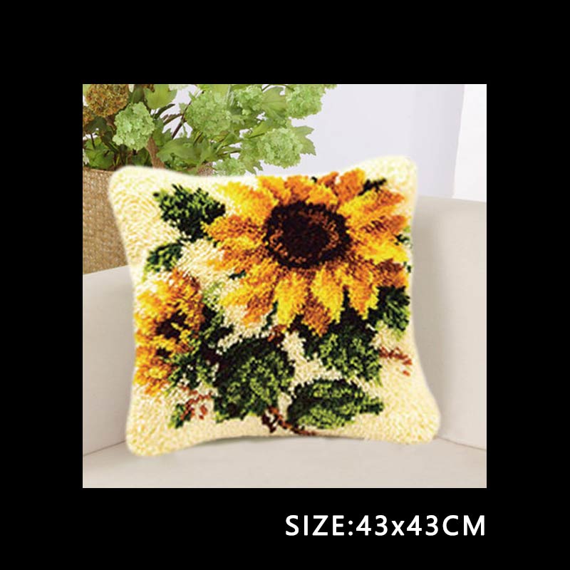 DIY Carpet Embroidery Latch Hook Kit Plant Series Segment Embroidery Pillow Flowers Grass Coarse Wool Cross Stitch 3D Latch Hook