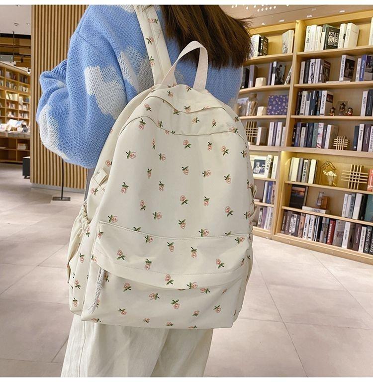 Japanischer Rucksack mit Blumendruck für Damen - College- und Mittelschulstil