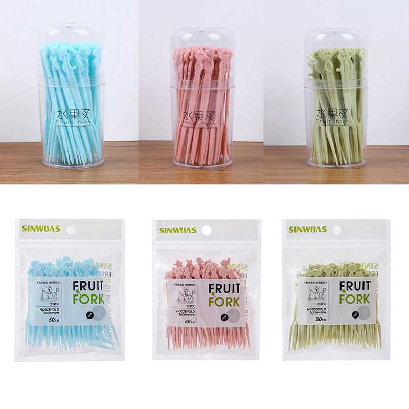 50Pcs Cute Mini Animal Cartoon Food Picks Children Snack Cake Dessert Food Fruit Forks Lunch Bento Accessories Party Decor