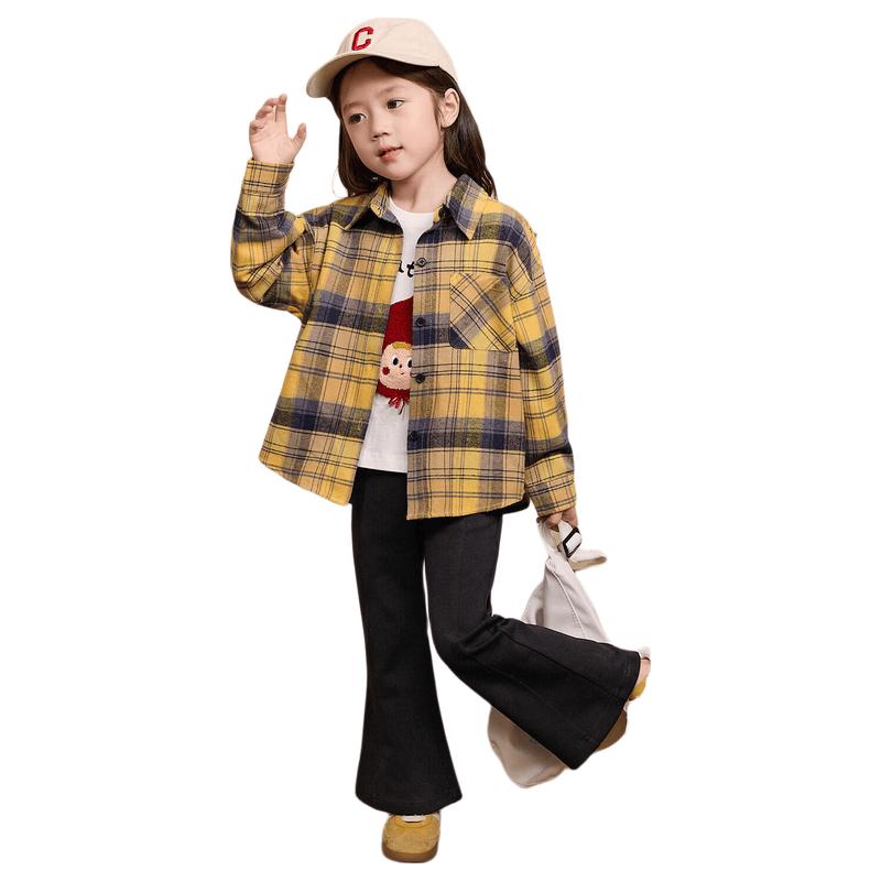 LUSON Baby Girls  Plaid Long Sleeve Casual Shirt 100