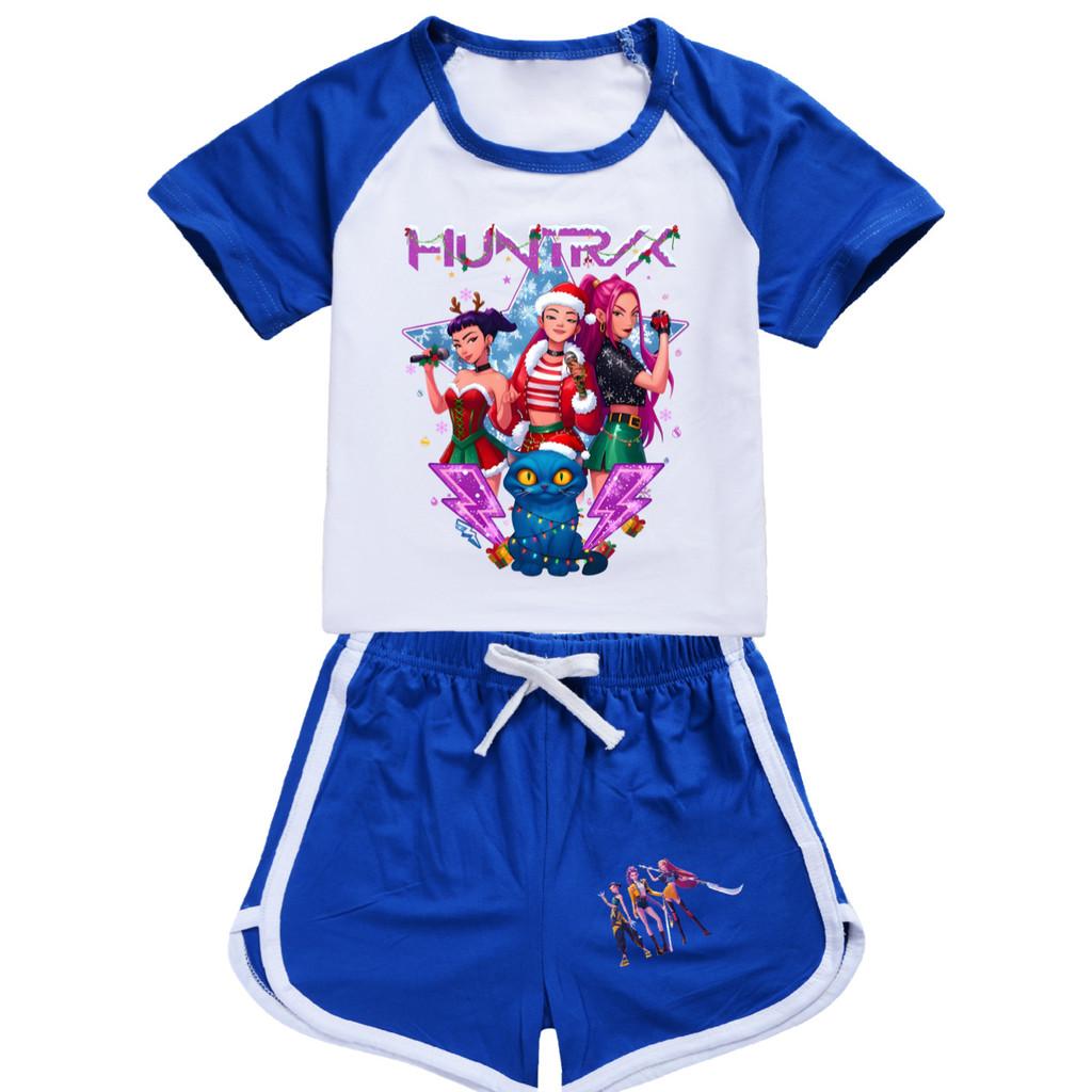 5088 Kids Girls Christmas POP Rumi Zoey Mira Print T-shirt Shorts Sport Tracksuit Clothes Set