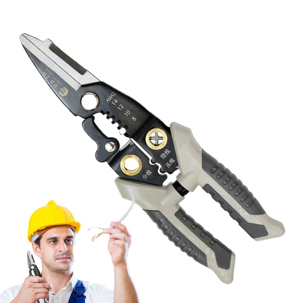 Electrical Wire Strippers Stainless Steel Cutting Pliers Cable Stripper For Home Stripping Trimming Splitting Crimping Shearing