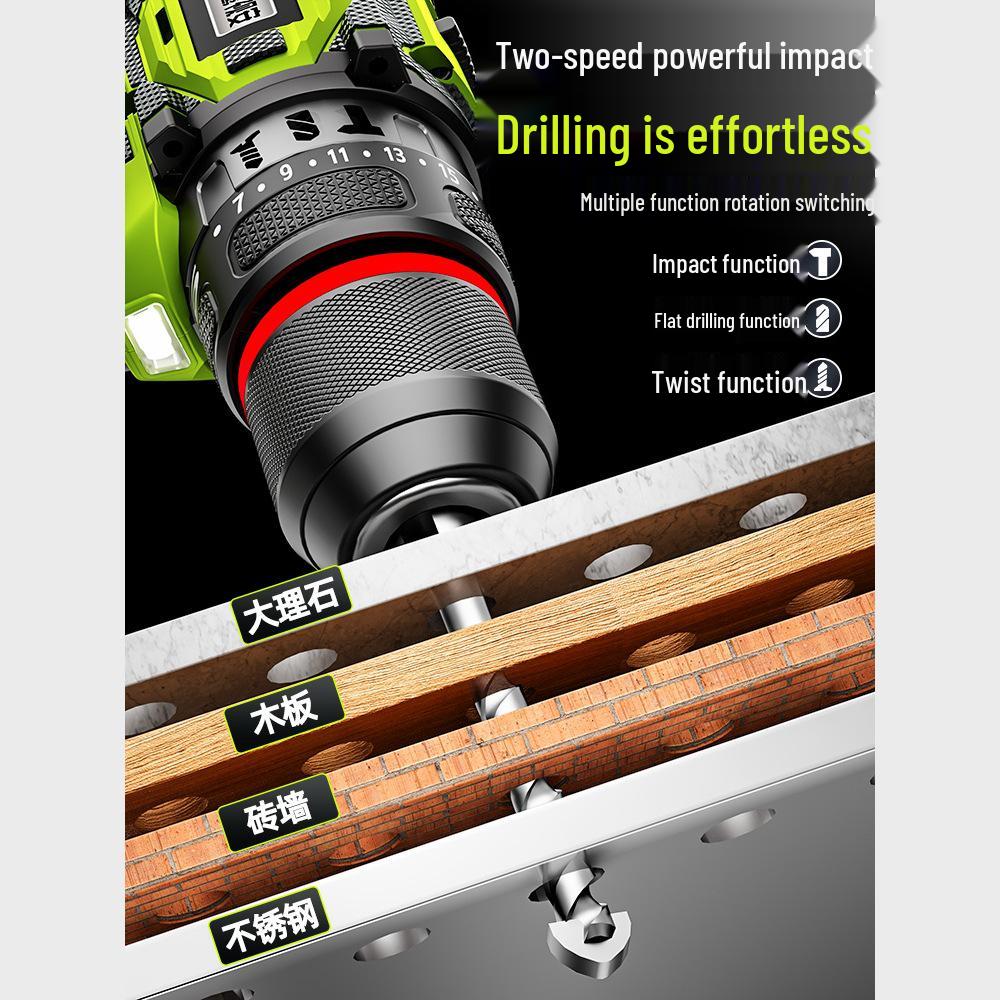 Brushless Electric Drill: Handheld Impact Drill, Multi-Function Hammer, and Rechargeable Screwdriver