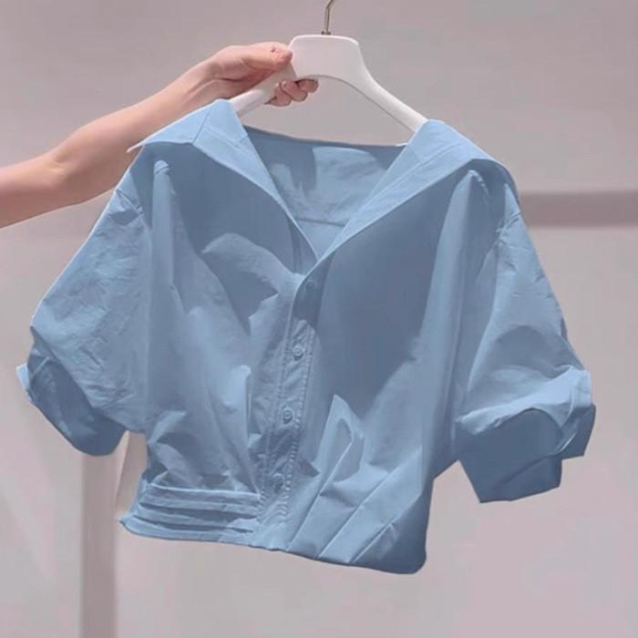 Elegant White Polo Shirt For Women With Stretch Fabric Short Sleeve Summer Top