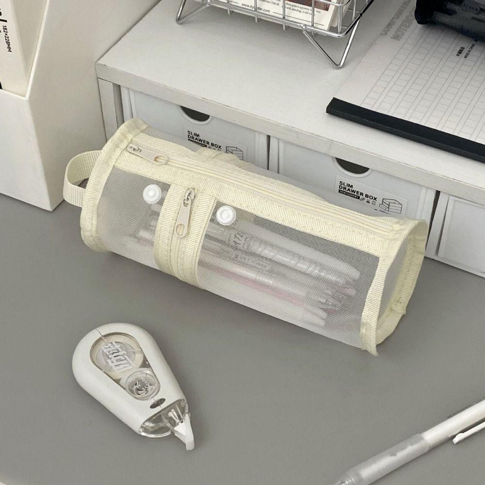 Portable Mesh Pencil Case Large Capacity Mesh Pen Holder  Bag  Office Supplies
