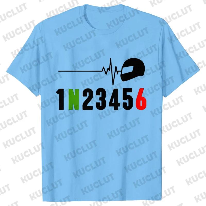 1N23456 Motocyklový převodový tep Tričko Pánské Tričko Horský jezdec Moto kolo Trička Pánské Dámské Tričko Krátký rukáv Topy