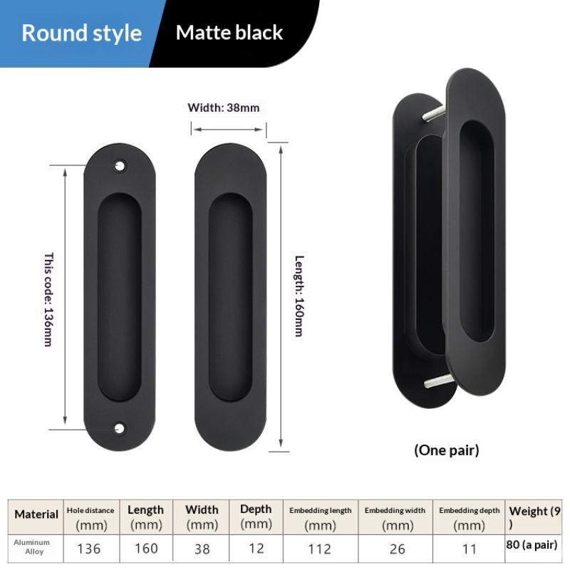 Sliding Door Hidden Pull Handle Cabinet Door Invisible Embedded Handle Kitchen Door Recessed Slot Handle For Sliding Doors