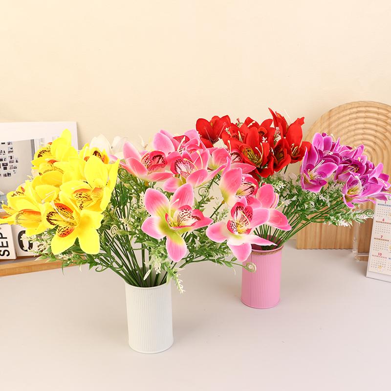 10Pcs Silk Orchid Bouquet Artificial Faux Flowers For Wedding Home Decor Diy Desk Vase Arrangement Floral Artificial Flowers