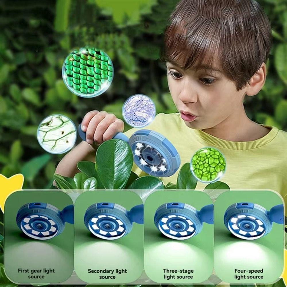 100X Handlupe 8 LED-Leuchten Mini-Mikroskop Digitalmikroskop Kinder