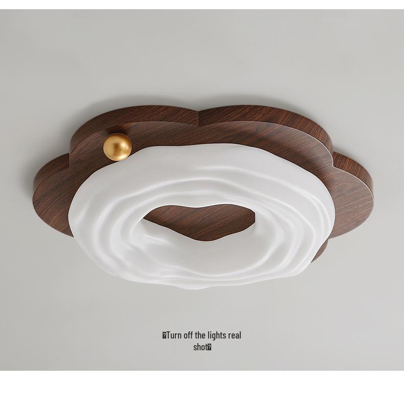 Chinese-Style Walnut Bedroom Ceiling Light: Smart Pumpkin Design, Super Bright, Eye-Protecting Fixture