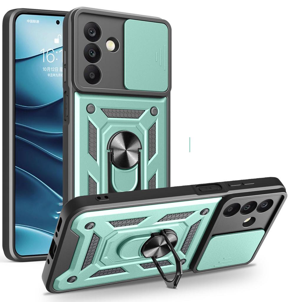 AMORUS Für Samsung Galaxy A26 5G Hülle Ständer PC+TPU Handyhülle mit Kameraobjektivschieber