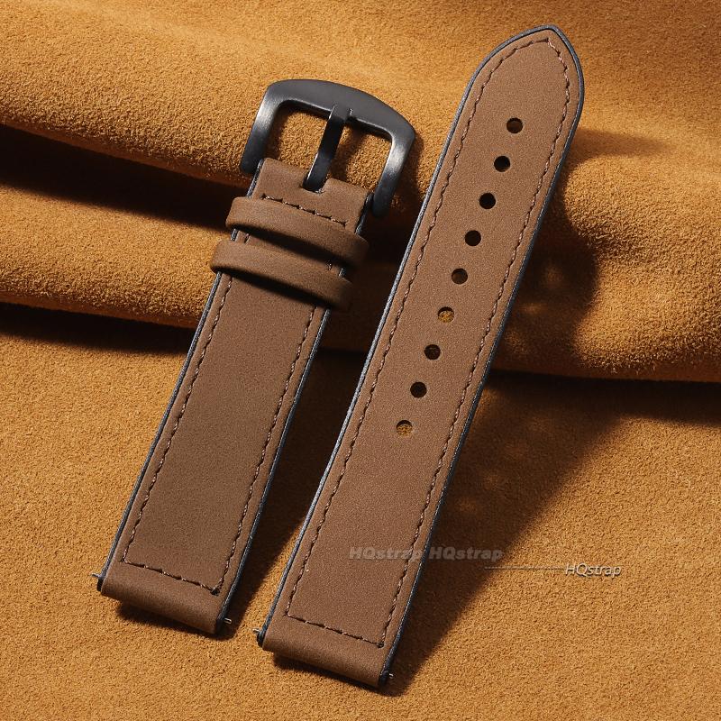 

Quick Release Leather Watch Band Bracelet 20mm 22mm Replacement Wrist Straps Watchbands for Galaxy Wrist Band Women Men Belt 22mm темно-коричневого кольору
