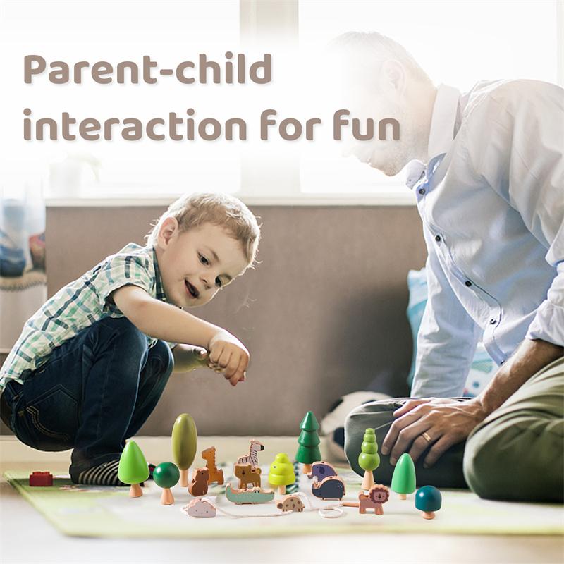 Baby Holzbaum Pilz Bausteine Spielzeug für Kinder Handgefertigt Grüner Wald Bunt Kind Montessori Lernspielzeug YZ13