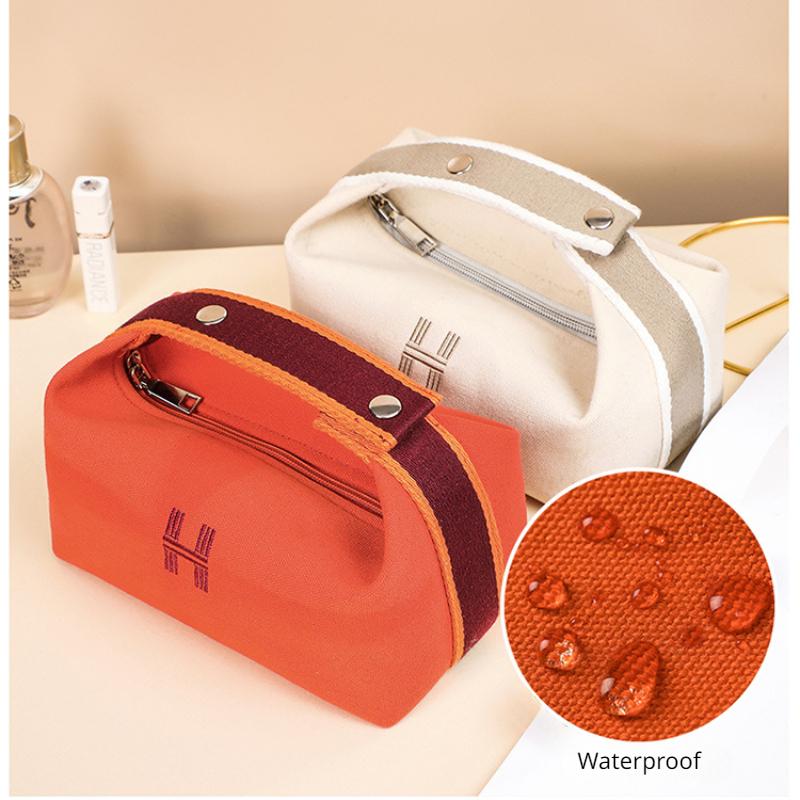 Ladies Portable Cosmetic Bag Fashion Canvas Waterproof Dustproof Washing Bag Simple Portable Storage Bag Makeup Pouch