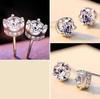 Korean fashion 925 Sterling Silver Purple Amethyst Stud Earrings for Women luxury Real Crown Crystal Wedding Party Jewelry Gifts
