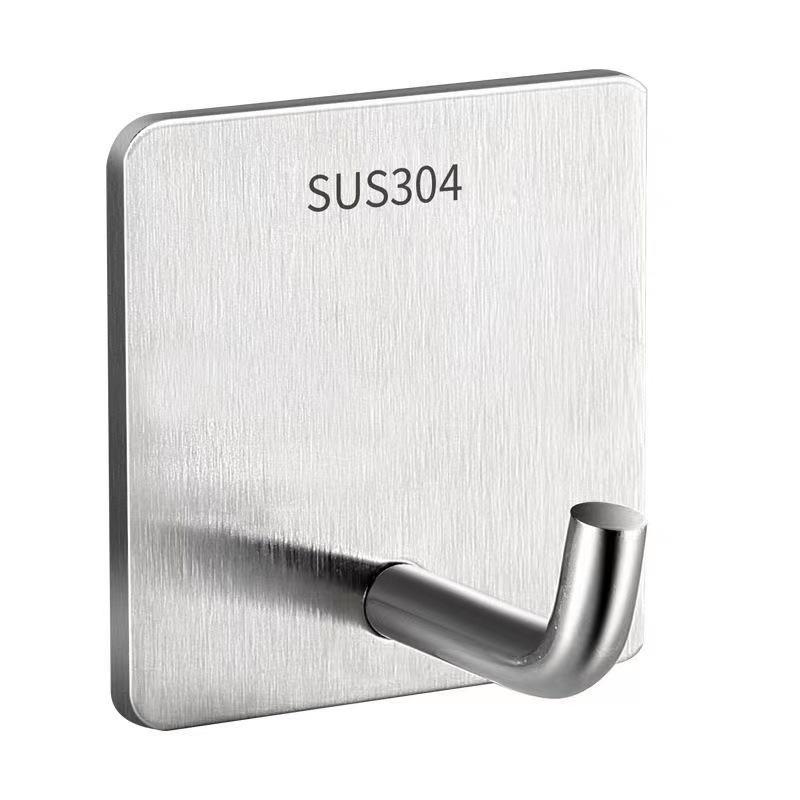Ganchos de pared adhesivos de acero inoxidable duraderos - Sin taladro, Fuerte capacidad de carga, Ganchos metálicos para ropa sin dejar marca