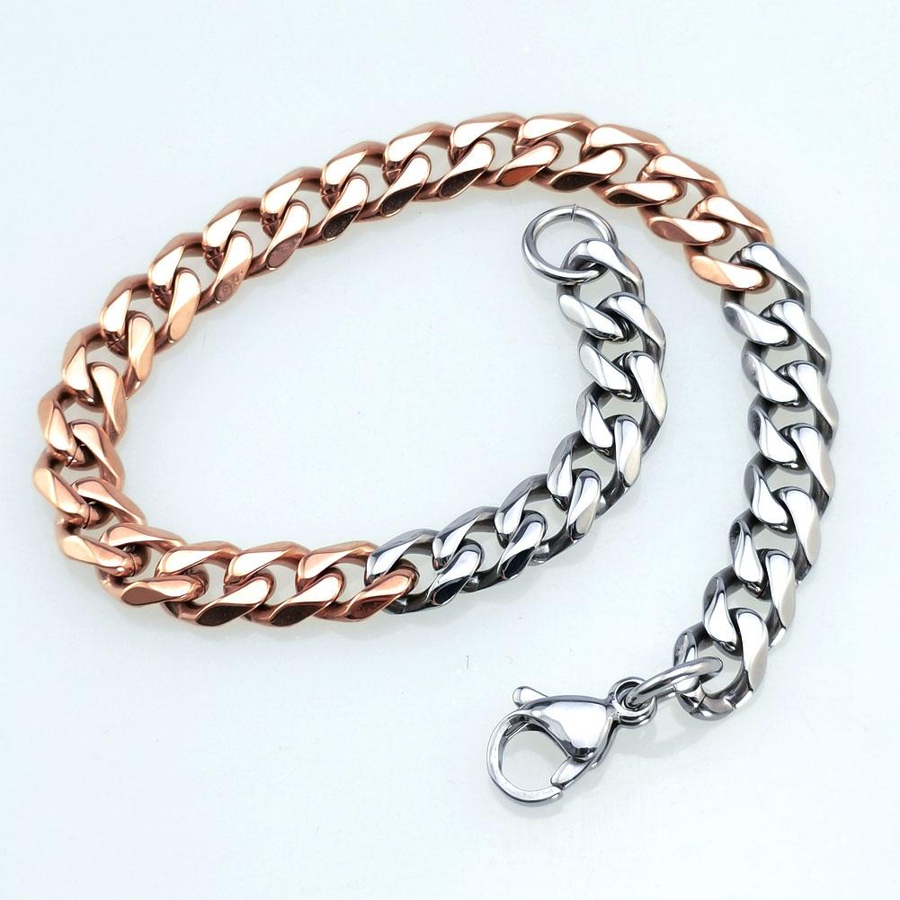 

New 316L stainless steel primary color and rose dual Hip hop bracelet anklet Two colors 5mm 27cm