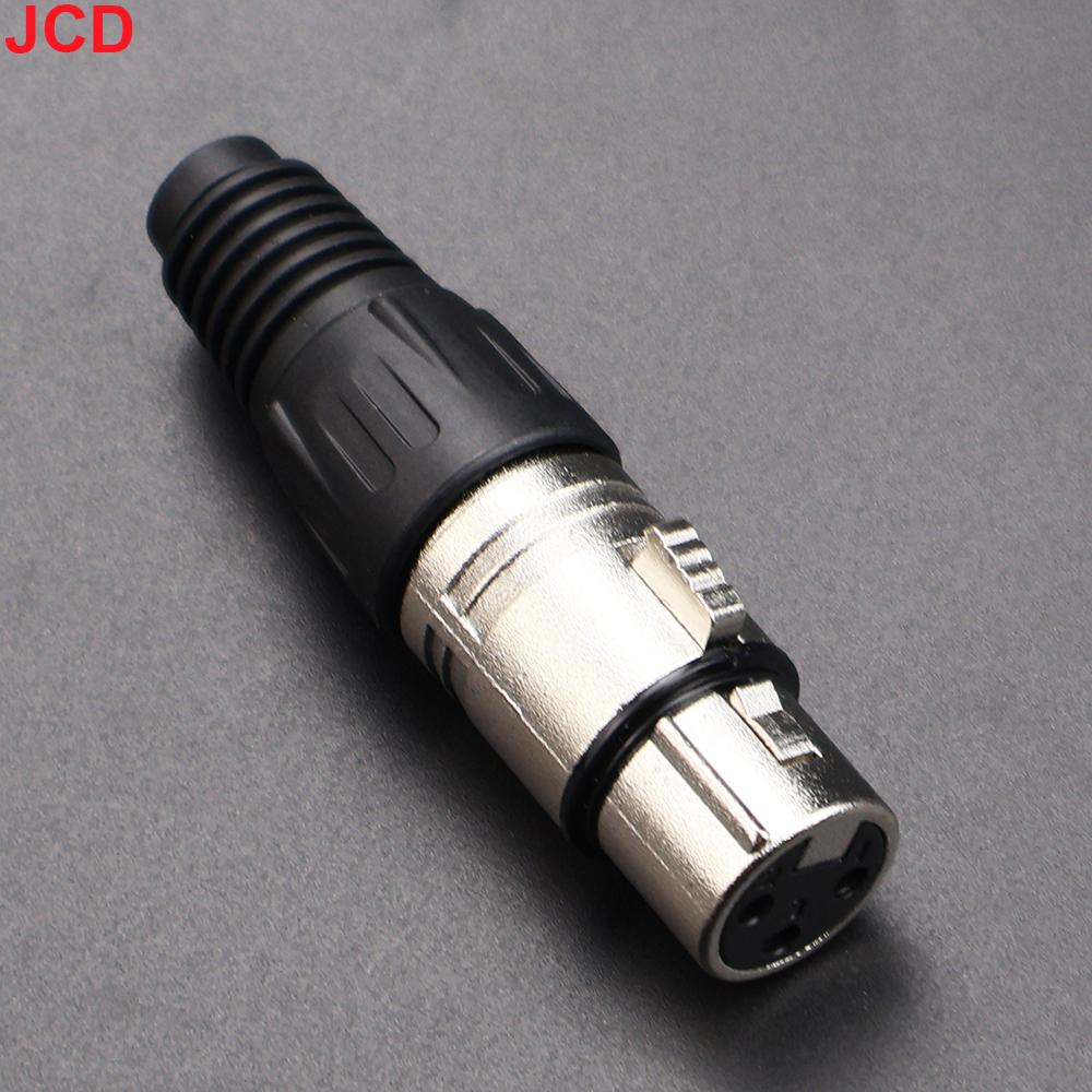 JCD 1pc 3pin Male Female Panel Audio Microphone Jack Plug Connector Black Silver YS145BG YS146BG Copper Contact XLR Metal Socket