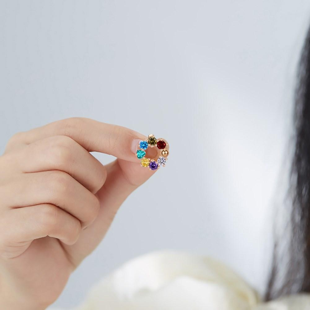 Mode Vergoldetes Rundes Mini-Ohrring-Set Halber Creolen Bunter Zirkonia Damen-Ohrring