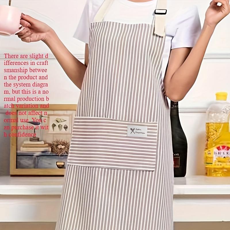 1pc Striped Cooking Apron with Pockets, Stylish and Breathable Household Apron for Kitchen, Coffee Bar, Restaurant and Daily Use