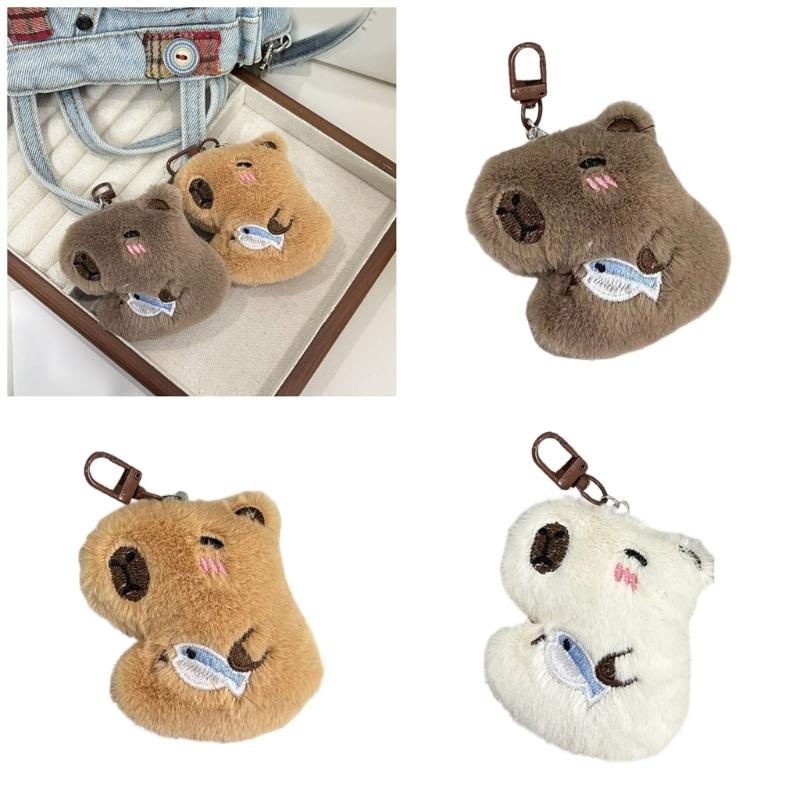 Lovely Capybaras Sturdy Plush Key Holder Accessory with Elegant Color Detachable Costume Pieces for Personalization