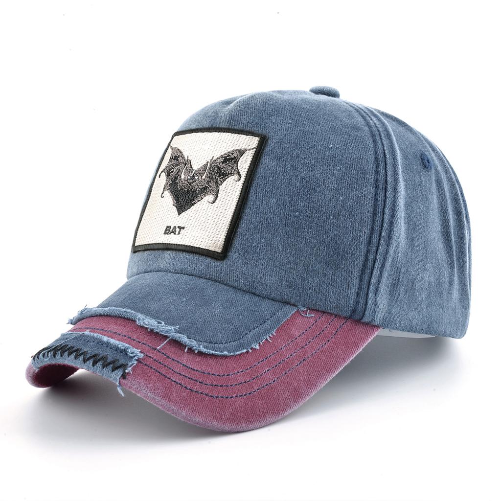 Vintage Denim Baseball Cap With Embroidery Bat Patch Men Snapback Hip Hop Dad Hats Women Four Seasons Adjustable Visor Cap