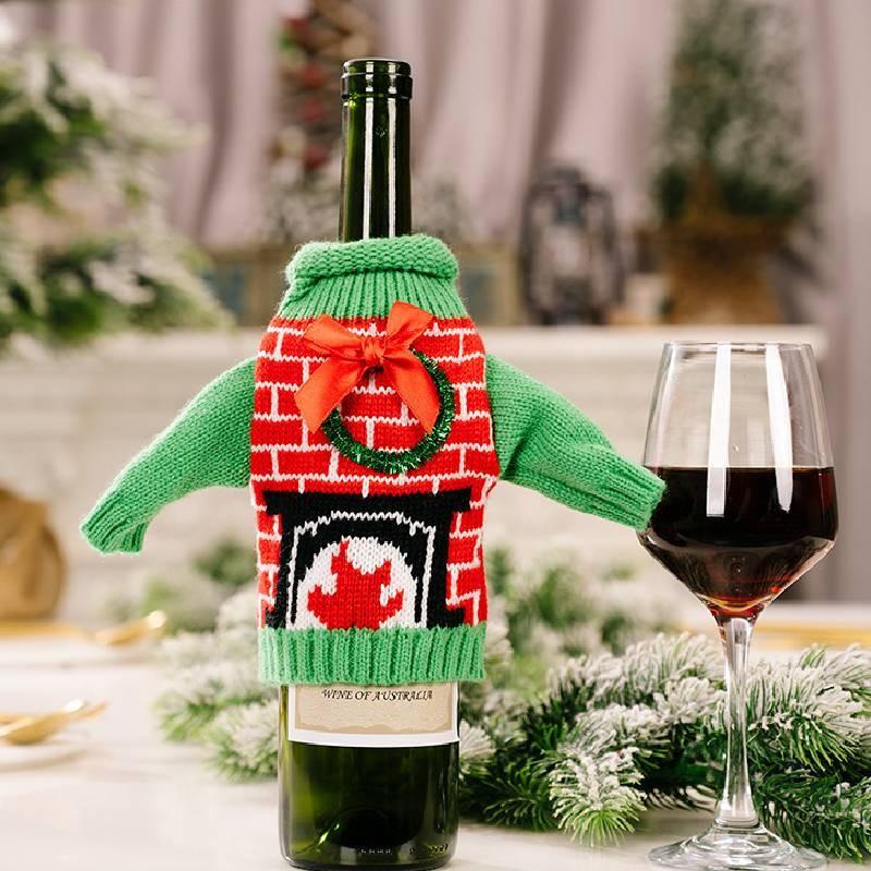 

Christmas Wine Red Bottle Knitwear Clothing Xmas Garnish Snowman Party Festival красный