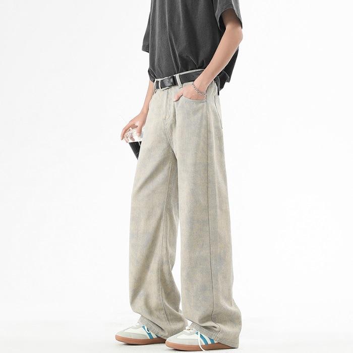 

Весна Новые Мужские Полуэластичные Джинсы в Резиновом Стиле Американский Хай-стрит Брюки-швабры 3XL