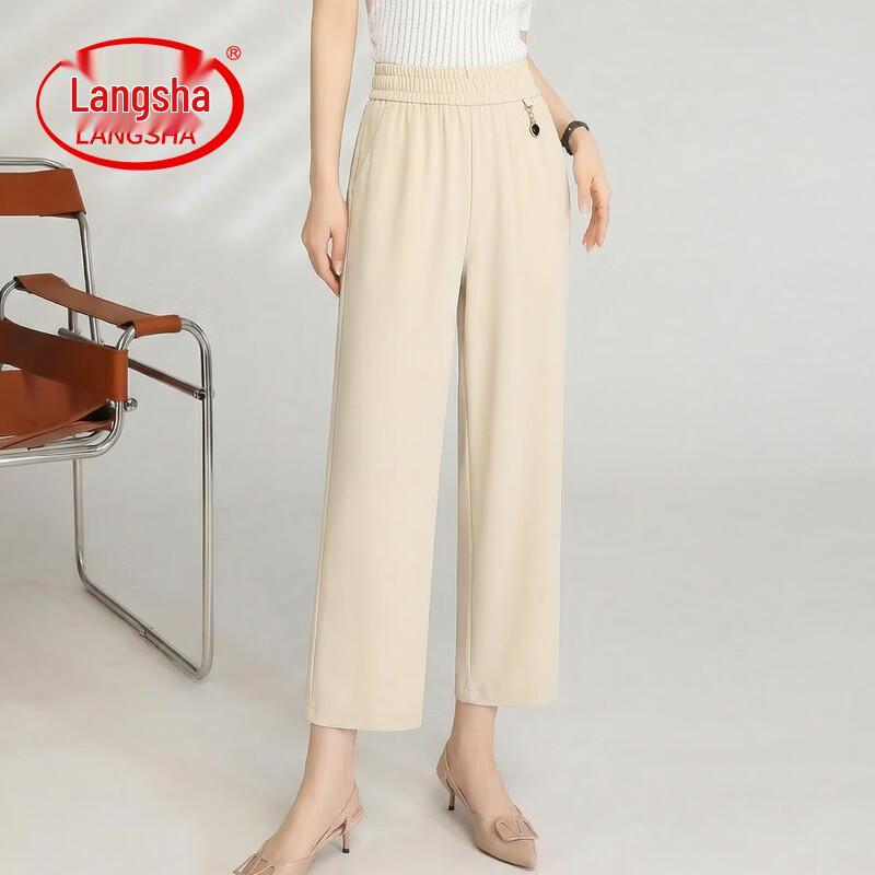 

LangSha Women s Summer High-Waist Casual Cropped Pants 2XL