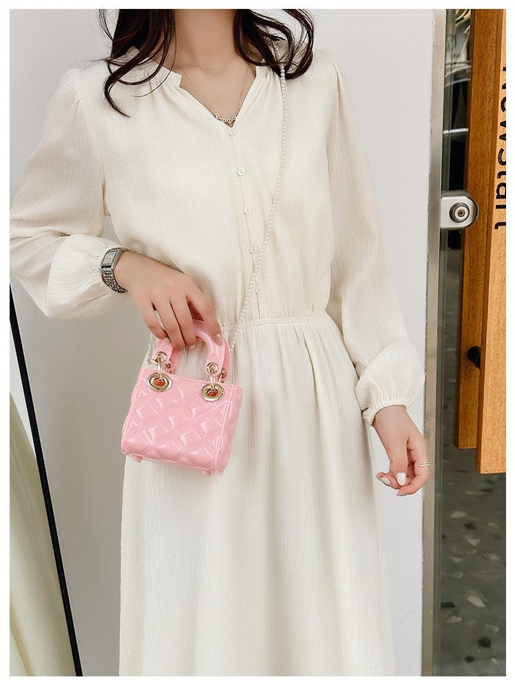 2025 Sommer Mini Diamantmønster Jelly Bag - PVC Perle Crossbody for Barn & Kvinner