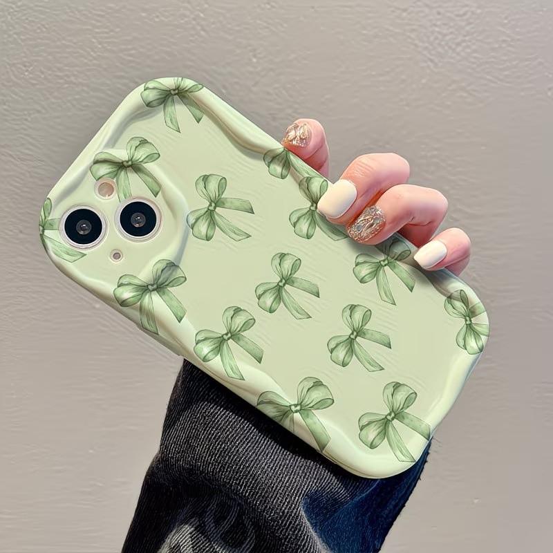 Green Bow Watercolor Pattern Phone Case for Samsung Galaxy S26 S25 S24 S23 S22 Ultra Plus FE A16 A17 A37 A36 A57 A56 A55 Cover